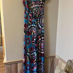 Tracy Negoshian Blue and Pink Maxi Sundress